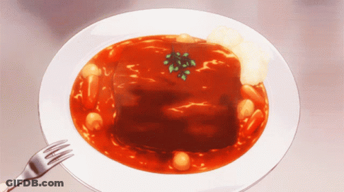 Plate Of Food With Meat And Fork GIF