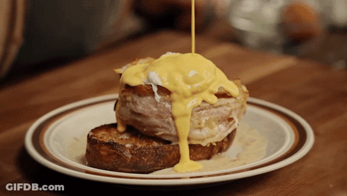 Plate Of Food With Yellow Sauce GIF