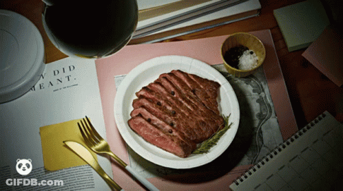 Plate Of Meat Next To Sticky Note I Did Mean GIF