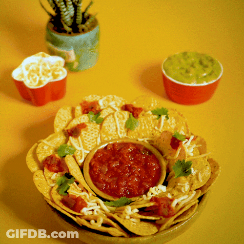 Plate Of Nachos With Salsa GIF