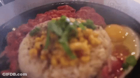 Plate Of Rice Corn And Eggs GIF