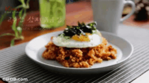 Plate Of Rice With Egg GIF