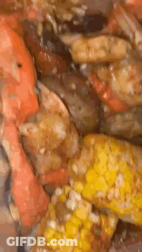 Plate Of Shrimp Corn And Vegetables GIF