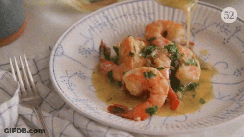 Plate Of Shrimp With Number 52 GIF