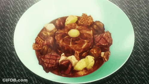 Plate Of Stew With Meat And Vegetables GIF