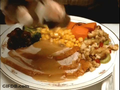 Plate Of Turkey Corn And Stuffing GIF