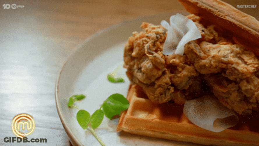 Plate Of Waffles And Fried Chicken GIF