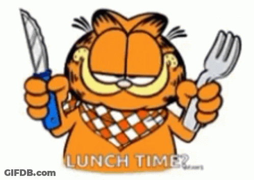 Plate With Fork And Knife Saying Lunch Time GIF