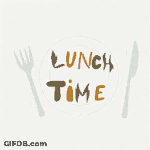 Plate With Fork And Knife Saying Lunch Time GIF