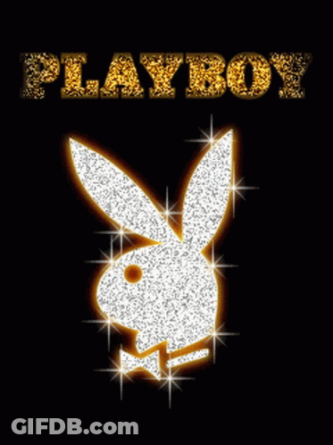 Playboy Bunny Logo With Gold Glitter On Black GIF