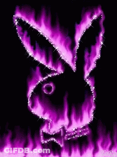 Playboy Bunny Surrounded By Purple Flames And Sparkles GIF