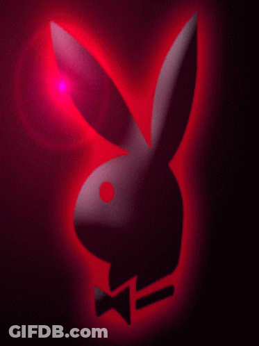 Playboy Bunny With Bow Tie Lit Up In Red GIF
