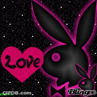 Playboy Bunny With Heart Saying Love GIF