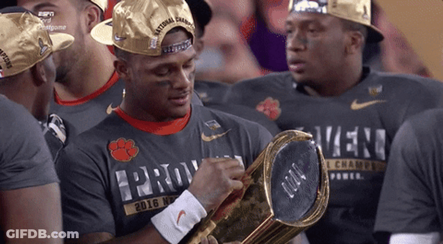 Player Rubbing A Trophy GIF