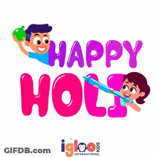 Playful Couple Happy Holi Greeting GIF