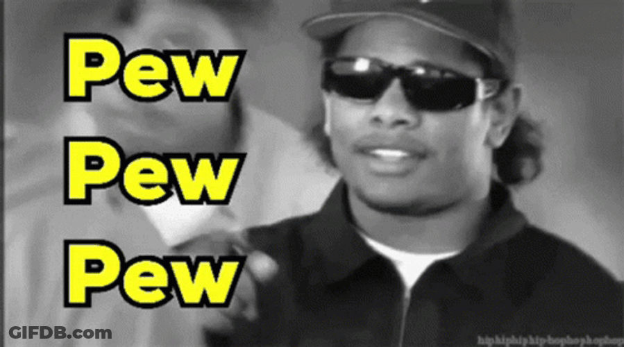Playful Eazy E Pew Finger Guns GIF