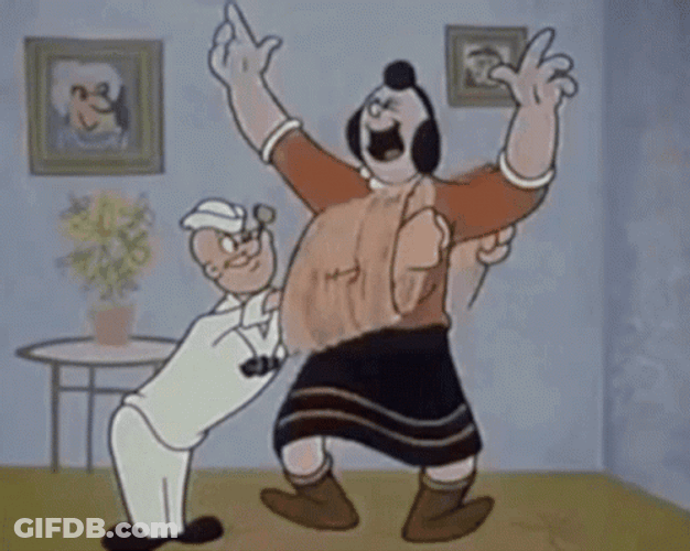 Playful Popeye Spinning Transformation GIF