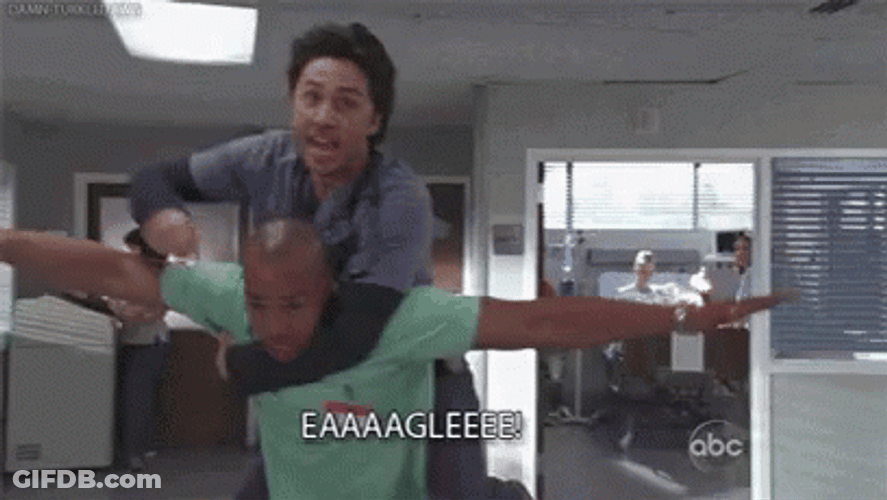 Playful Scrubs Characters Playing Eagle GIF
