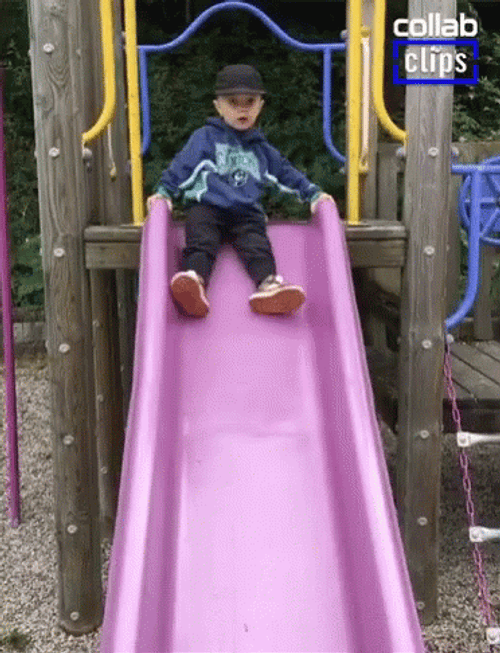 Playground Cute Boy Slide Fail GIF