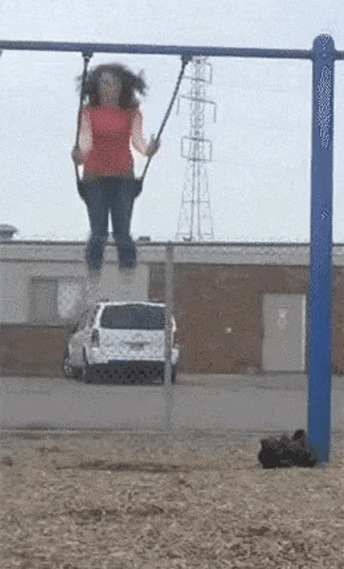 Playground Girl Swing Fire Explosion GIF