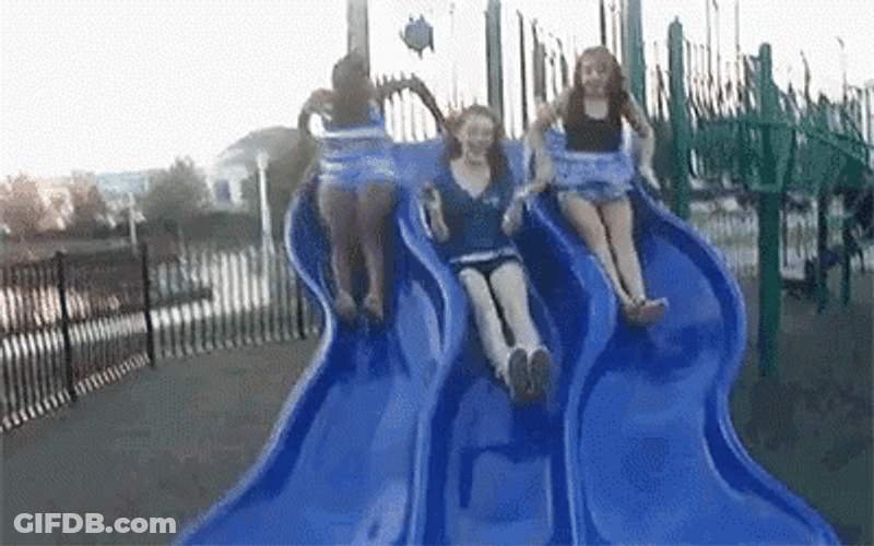 Playground Girls Slide Fail GIF