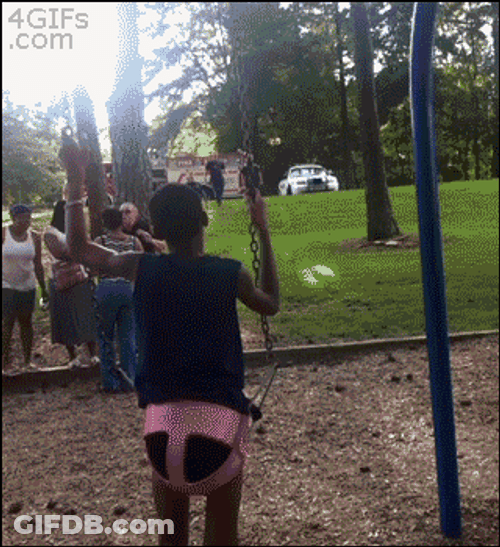 Playground Man Swinging Injury GIF