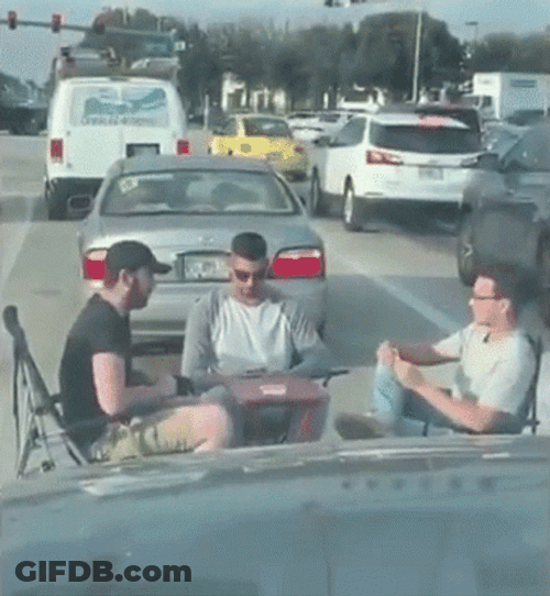 Playing Cards In Traffic GIF