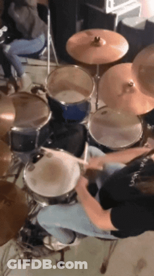 Playing Drum Head Bang GIF