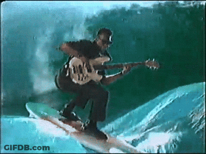 Playing Guitar While Surfing GIF