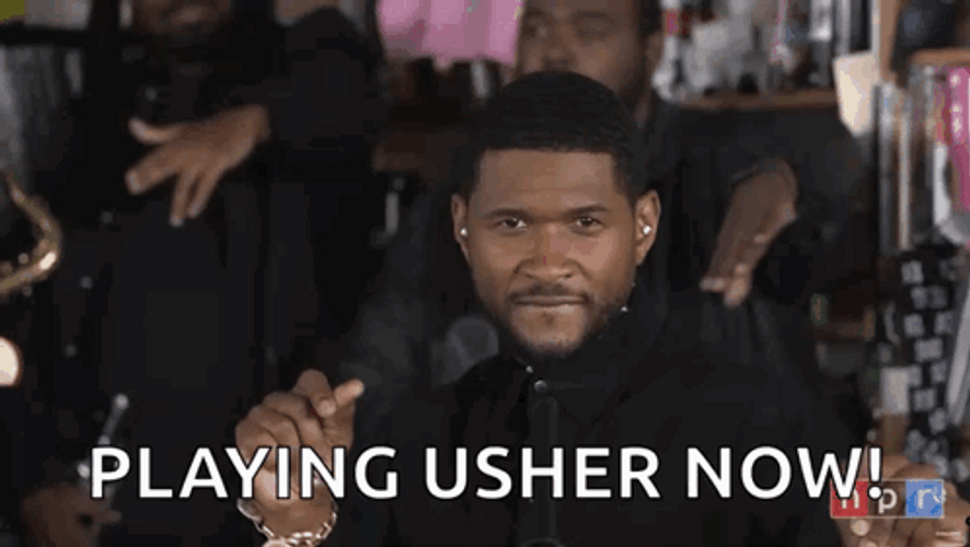Playing Usher Now Music Video Meme GIF