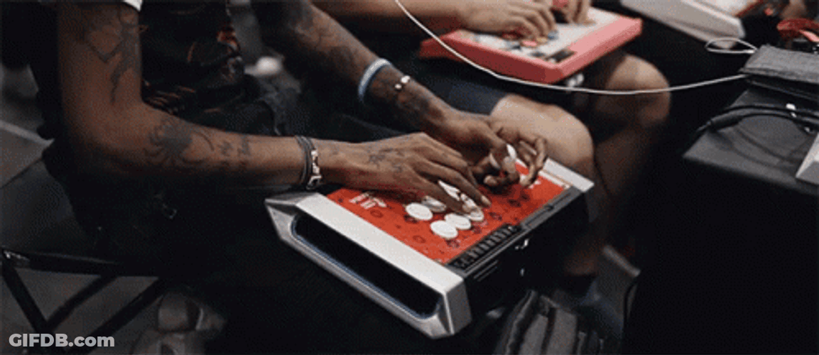 Playing Vintage Video Game Joystick GIF