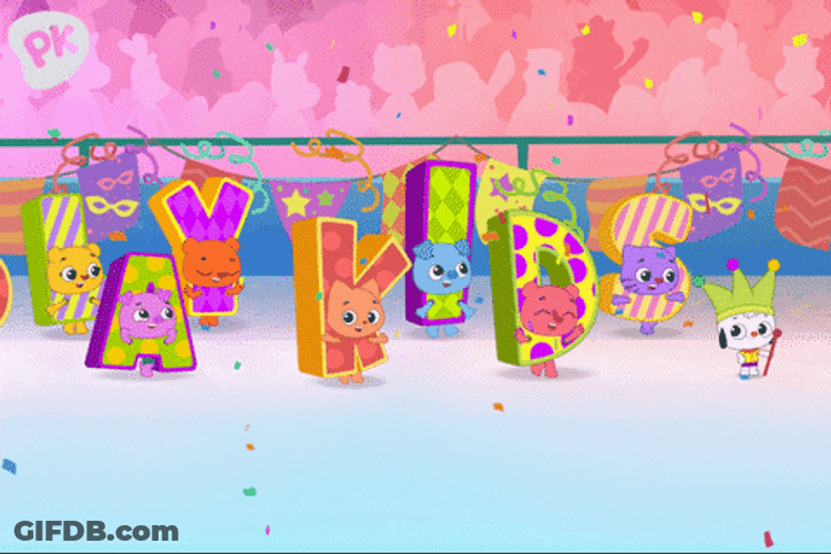 Playkids Characters Playing With Alphabets GIF