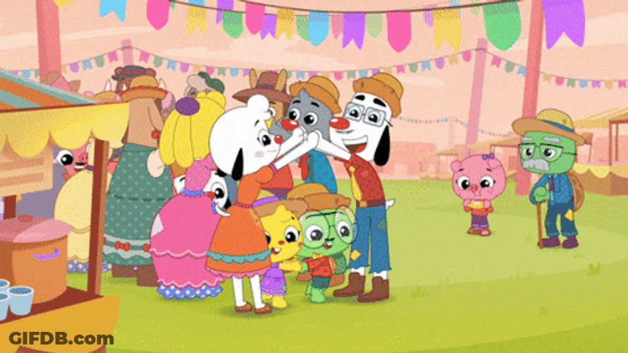 Playkids Characters Throwing Some Party GIF