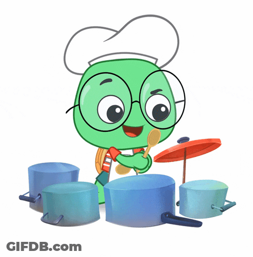 Playkids Geek Turtle Playing With Musical Instrument GIF