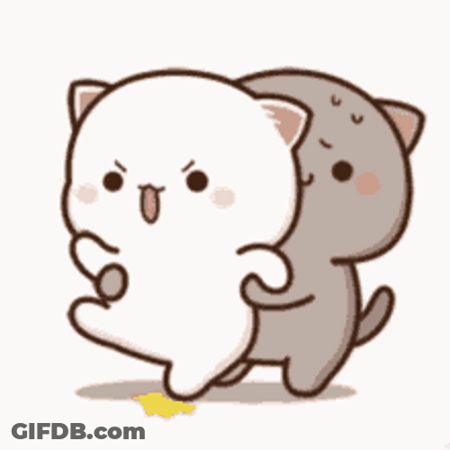 Please Dont Go Animated Cat Couple GIF