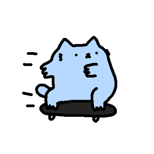 Plump  Blue Cat Riding Skateboard GIF