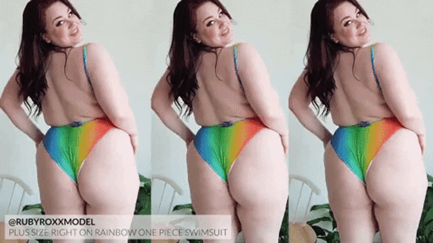 Plus Size Lady Wearing Sexy Bikini GIF