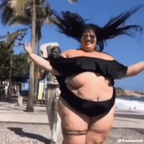Plus-Size Woman In Bikini GIF