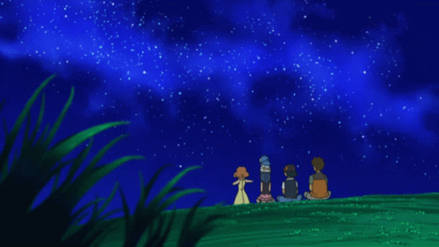 Pocket Monsters Viewing Meteor Shower GIF