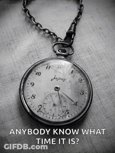 Pocket Watch With Caption What Time GIF