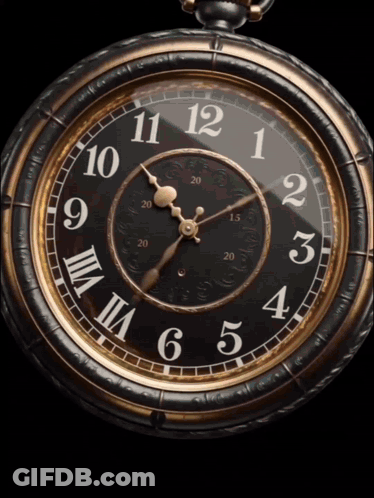 Pocket Watch With Roman Numerals And Black Face GIF