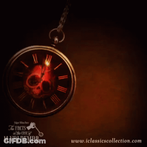 Pocket Watch With Skull Face GIF