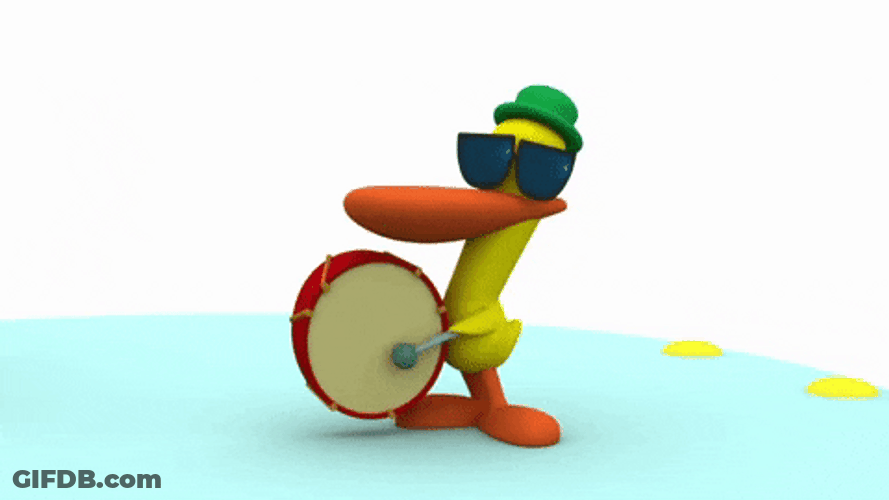 Pocoyo Pato Playing Drum GIF