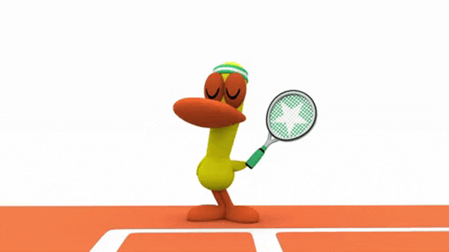 Pocoyo Pato Playing Tennis GIF