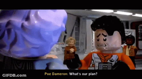 Poe Dameron Talking To Lego Figure GIF