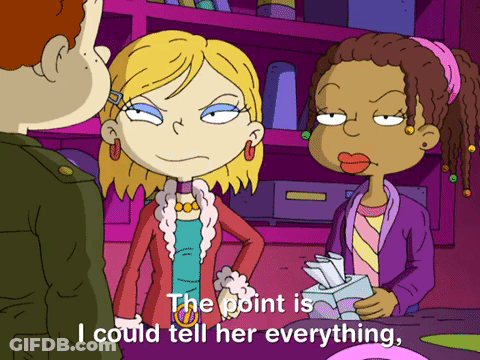Pointing Cartoon Saying I Could Tell Her Everything GIF