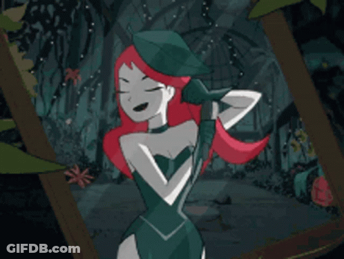 Poison Ivy Cartoon Standing In Forest GIF