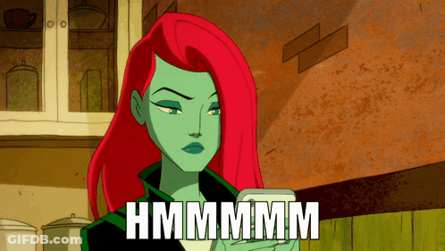Poison Ivy Holding Cell Phone Hmmmm GIF