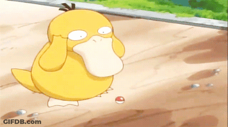 Pokeball Capturing Psyduck Pokemon GIF
