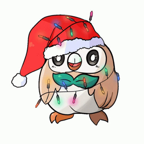 Pokemon Christmas Rowlet Lights GIF